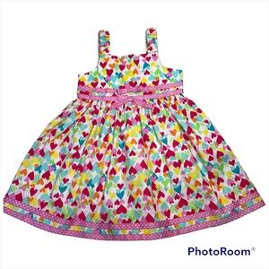 NWOT Rainbow Color Hearts Prints Poplin Dress Size 3T